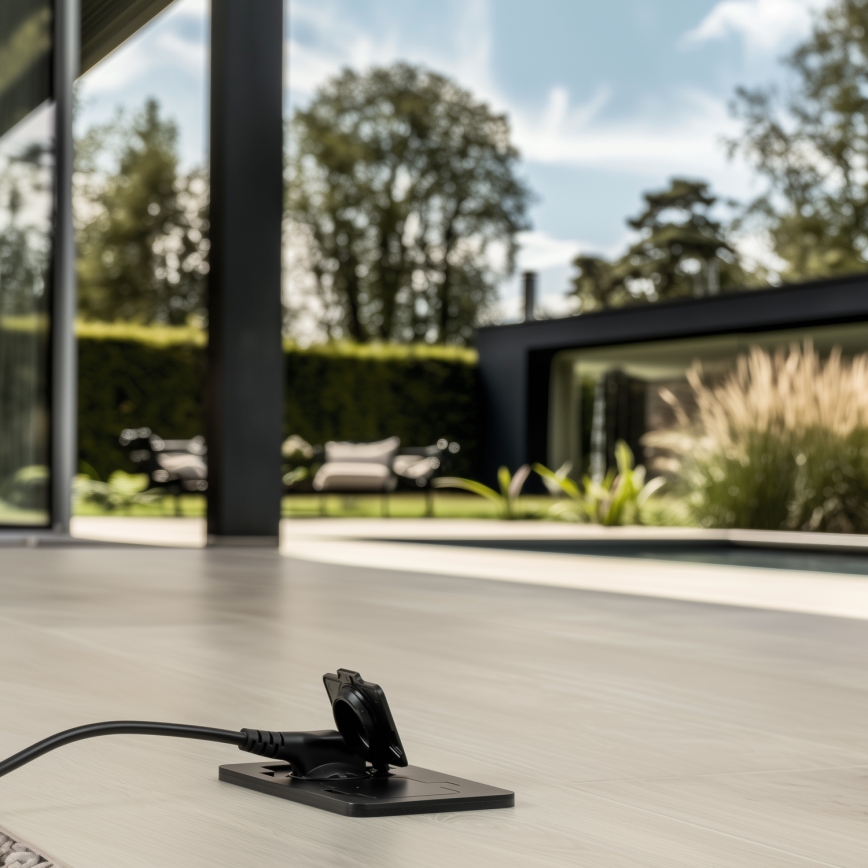 Brilagi - Bodeneinbaudoppelsteckdose für den Außenbereich IP55, schwarz, rechteckig