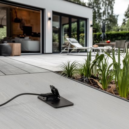 Brilagi - Bodeneinbaudoppelsteckdose für den Außenbereich IP55, schwarz, rechteckig