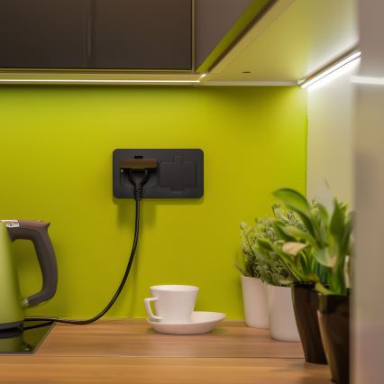 Brilagi - Bodeneinbaudoppelsteckdose für den Außenbereich IP55, schwarz, rechteckig