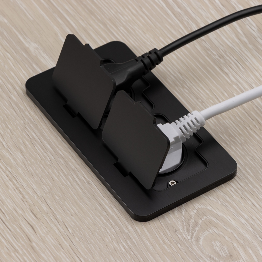 Brilagi - Bodeneinbaudoppelsteckdose für den Außenbereich IP55, schwarz, rechteckig