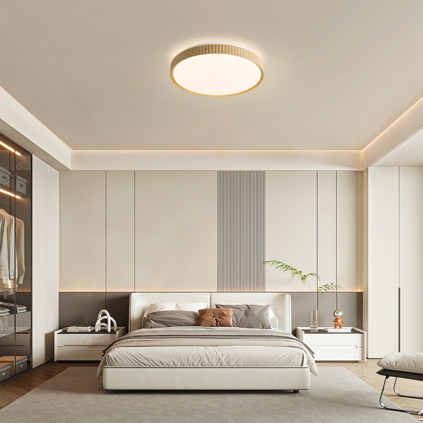 Brilagi - dimmbare LED-Deckenleuchte CORVO LED/72W/230V 3000-6000K Holzoptik Ø 50 cm + Fernbedienung