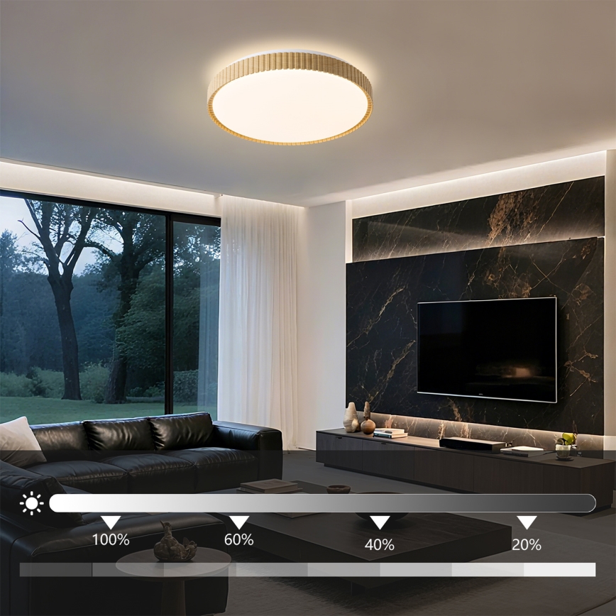 Brilagi - dimmbare LED-Deckenleuchte CORVO LED/72W/230V 3000-6000K Holzoptik Ø 50 cm + Fernbedienung