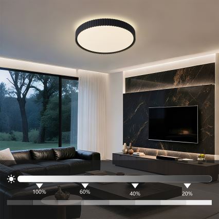 Brilagi - LED-dimmbare Deckenleuchte CORVO LED/54W/230V 3000-6000K schwarz Ø 40 cm + Fernbedienung