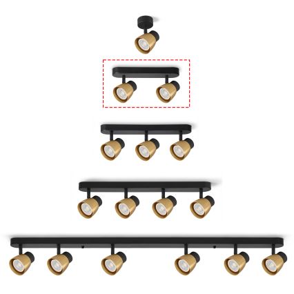 Brilagi - Decken-Spot NUGGET 2xGU10/30W/230V schwarz/gold