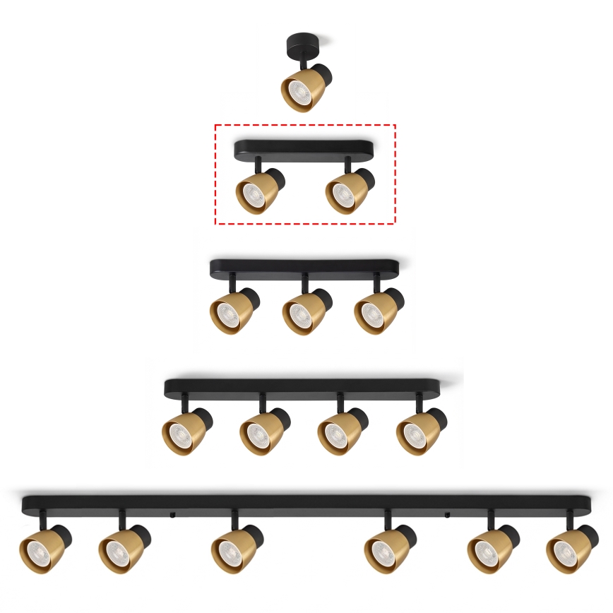 Brilagi - Decken-Spot NUGGET 2xGU10/30W/230V schwarz/gold