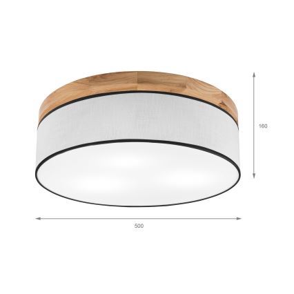 Brilagi - Deckenleuchte BELLADONNA 3xE27/15W/230V d 50 cm weiß/Eiche
