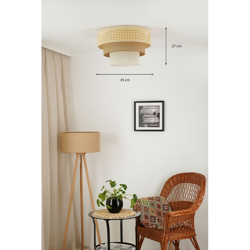 Brilagi - Deckenleuchte CEDAR LUNETA 1xE27/15W/230V d 45 cm beige/braun/cremefarben