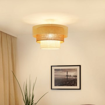 Brilagi - Deckenleuchte CEDAR LUNETA 1xE27/15W/230V Ø 45 cm Rattan/Braun/Creme