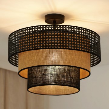 Brilagi - Deckenleuchte DAKOTA LUNETA 1xE27/15W/230V Ø 45 cm schwarz/Rattan