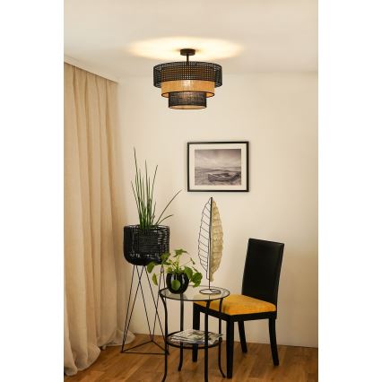 Brilagi - Deckenleuchte DAKOTA LUNETA 1xE27/15W/230V Ø 45 cm schwarz/Rattan