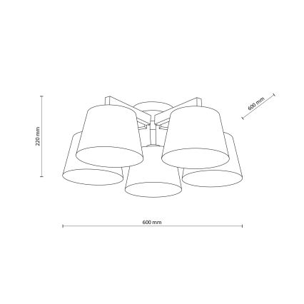 Brilagi - Deckenleuchte LATTE SABIA 5xE27/15W/230V Kiefer/Creme