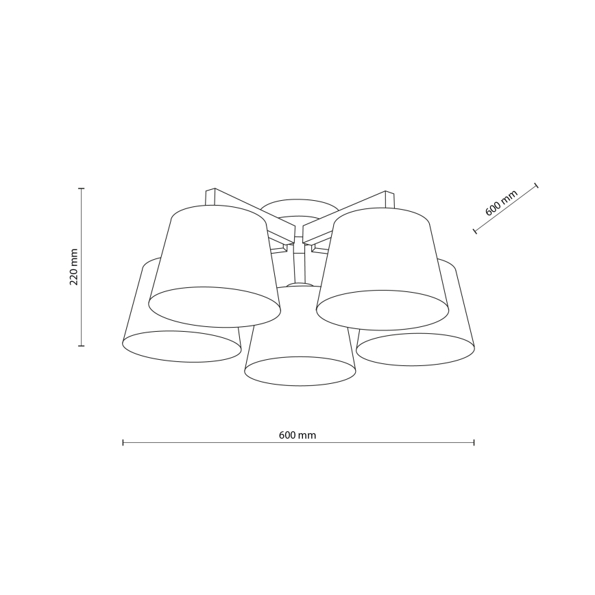 Brilagi - Deckenleuchte LATTE SABIA 5xE27/15W/230V Kiefer/Creme