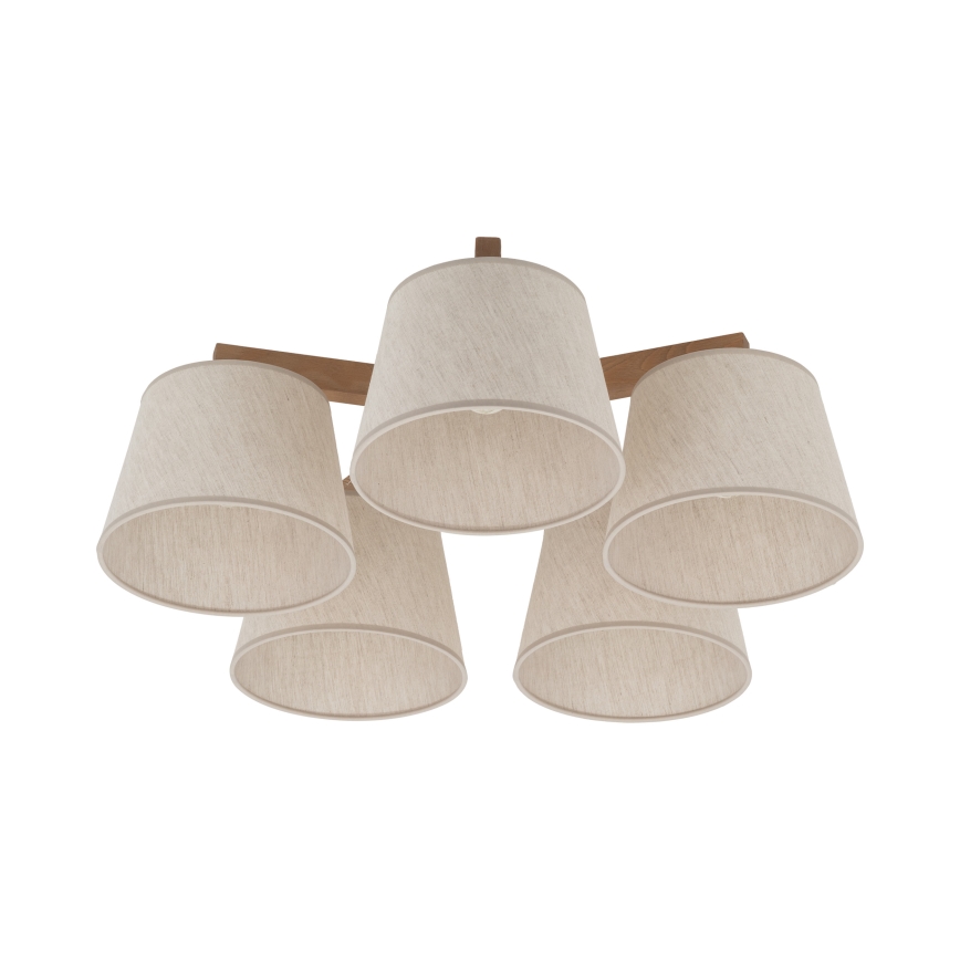 Brilagi - Deckenleuchte LATTE SABIA 5xE27/60W/230V Kiefer/Creme