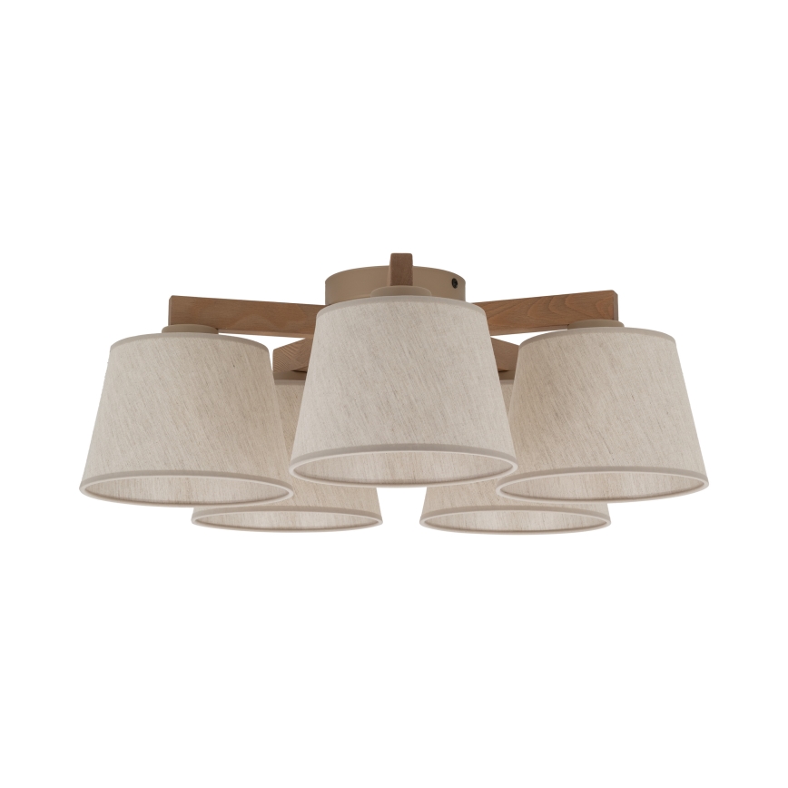 Brilagi - Deckenleuchte LATTE SABIA 5xE27/60W/230V Kiefer/Creme