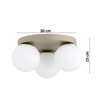 Brilagi - Deckenleuchte MILO ECRU 3xE27/60W/230V Ø 35 cm beige/gold