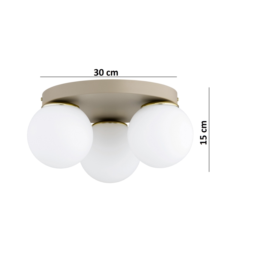 Brilagi - Deckenleuchte MILO ECRU 3xE27/60W/230V Ø 35 cm beige/gold