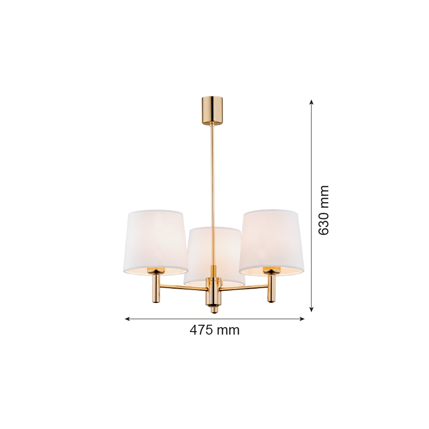 Brilagi - Deckenleuchte mit Stab MONTE 3xE27/60W/230V creme/gold