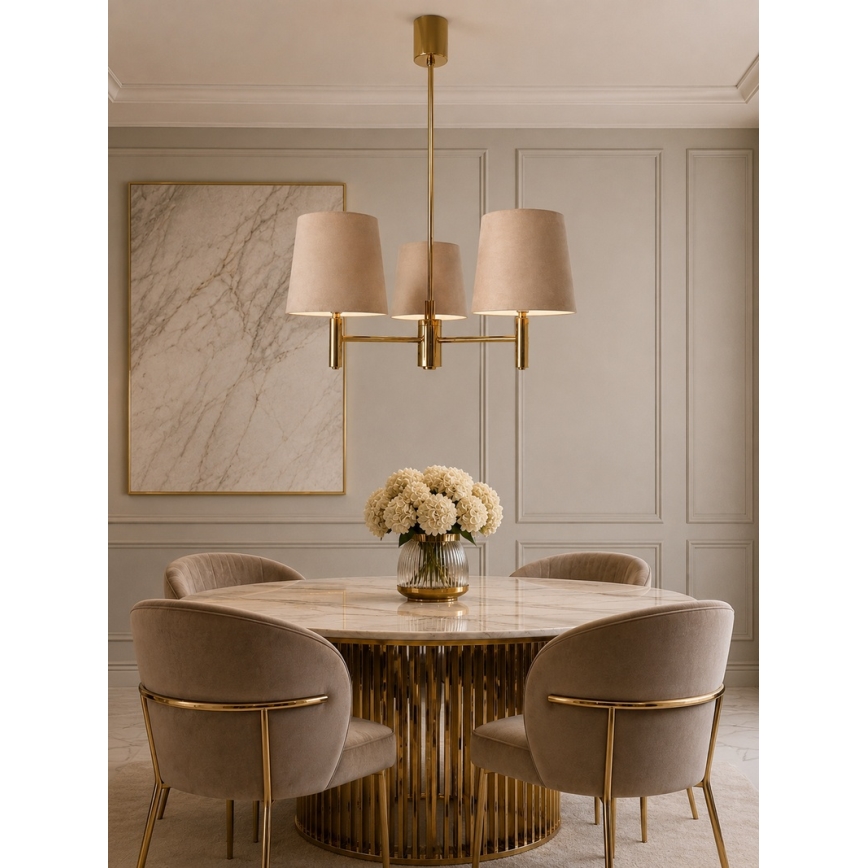 Brilagi - Deckenleuchte mit Stange MONTE 3xE27/60W/230V Beige/Gold