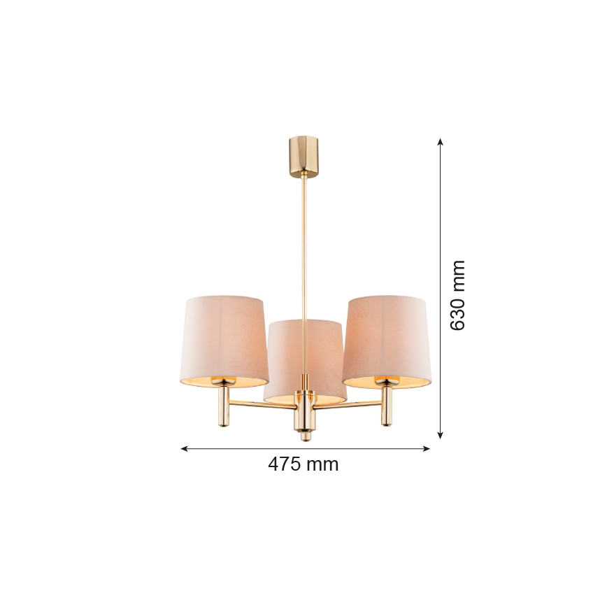 Brilagi - Deckenleuchte mit Stange MONTE 3xE27/60W/230V Beige/Gold