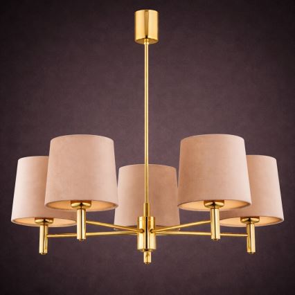 Brilagi - Deckenleuchte mit Stange MONTE 5xE27/15W/230V beige/gold