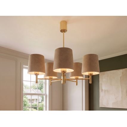 Brilagi - Deckenleuchte mit Stange MONTE 5xE27/15W/230V beige/gold