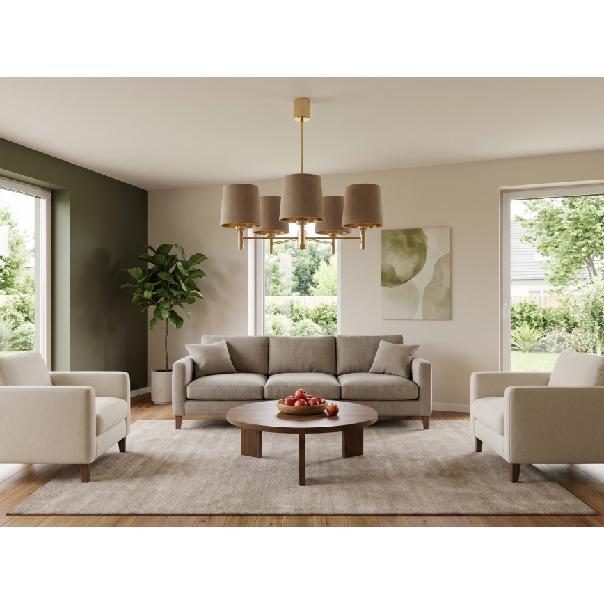Brilagi - Deckenleuchte mit Stange MONTE 5xE27/15W/230V beige/gold