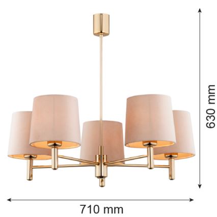 Brilagi - Deckenleuchte mit Stange MONTE 5xE27/15W/230V beige/gold