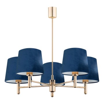 Brilagi - Deckenleuchte mit Stange MONTE 5xE27/60W/230V blau/gold