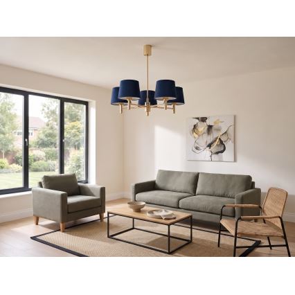 Brilagi - Deckenleuchte mit Stange MONTE 5xE27/60W/230V blau/gold