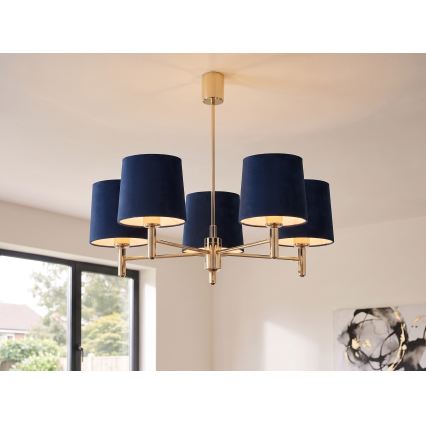 Brilagi - Deckenleuchte mit Stange MONTE 5xE27/60W/230V blau/gold