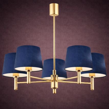 Brilagi - Deckenleuchte mit Stange MONTE 5xE27/60W/230V blau/gold