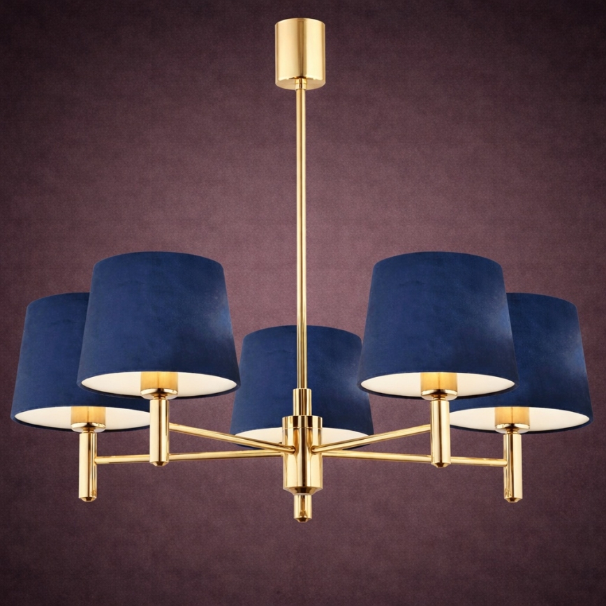 Brilagi - Deckenleuchte mit Stange MONTE 5xE27/60W/230V blau/gold
