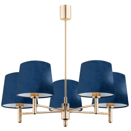 Brilagi - Deckenleuchte mit Stange MONTE 5xE27/60W/230V blau/gold