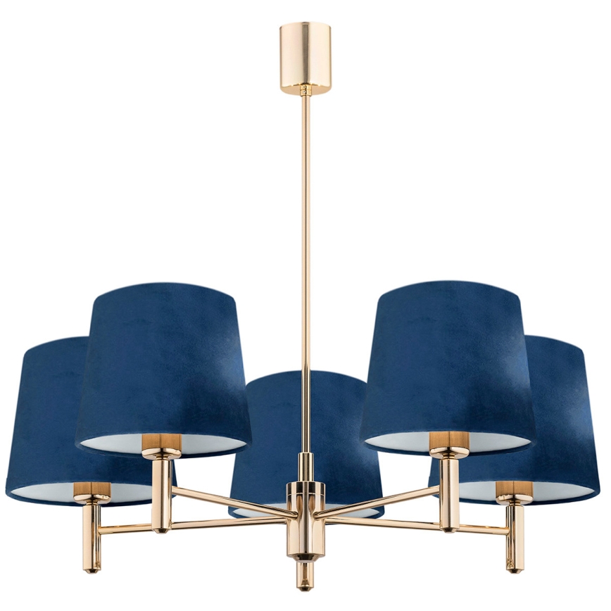 Brilagi - Deckenleuchte mit Stange MONTE 5xE27/60W/230V blau/gold