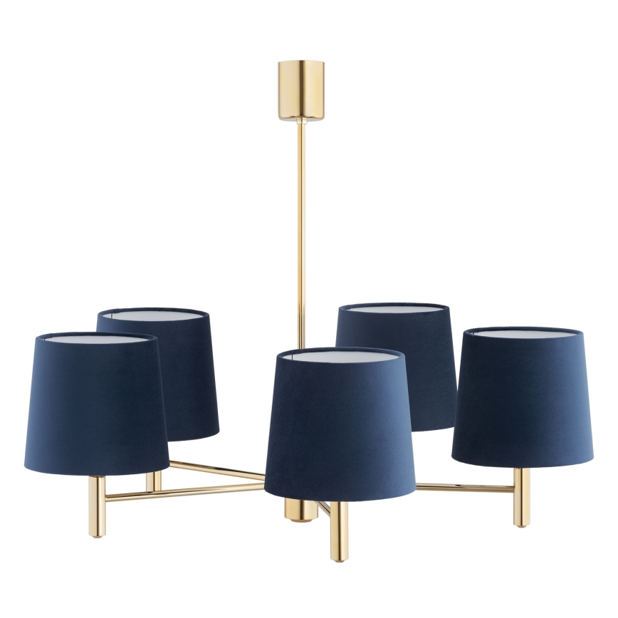 Brilagi - Deckenleuchte mit Stange MONTE 5xE27/60W/230V blau/gold