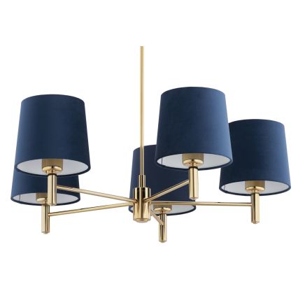 Brilagi - Deckenleuchte mit Stange MONTE 5xE27/60W/230V blau/gold