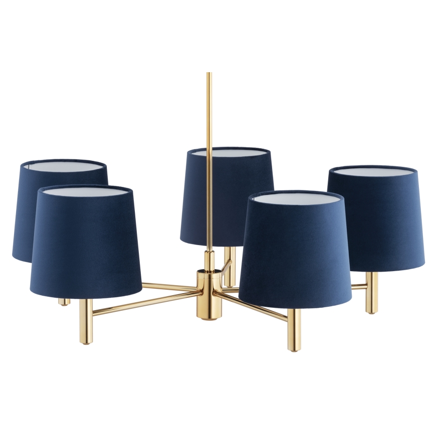 Brilagi - Deckenleuchte mit Stange MONTE 5xE27/60W/230V blau/gold