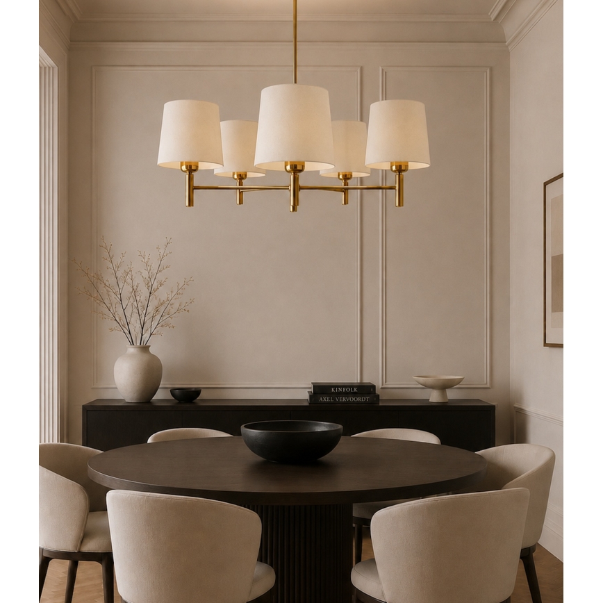 Brilagi - Deckenleuchte mit Stange MONTE 5xE27/60W/230V creme/gold