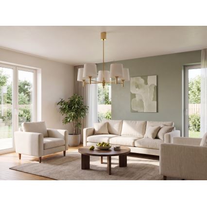 Brilagi - Deckenleuchte mit Stange MONTE 5xE27/60W/230V creme/gold