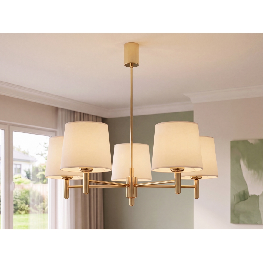 Brilagi - Deckenleuchte mit Stange MONTE 5xE27/60W/230V creme/gold