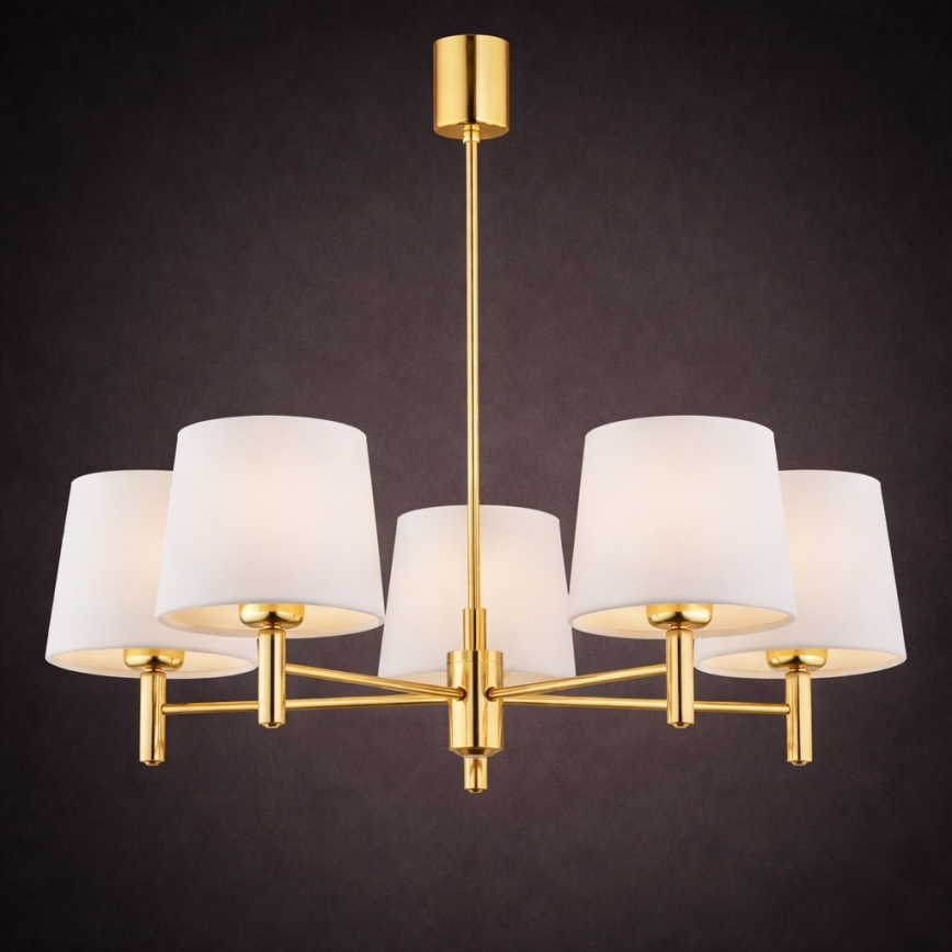 Brilagi - Deckenleuchte mit Stange MONTE 5xE27/60W/230V creme/gold