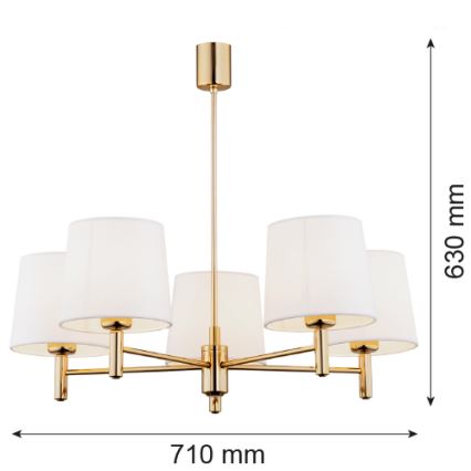 Brilagi - Deckenleuchte mit Stange MONTE 5xE27/60W/230V creme/gold
