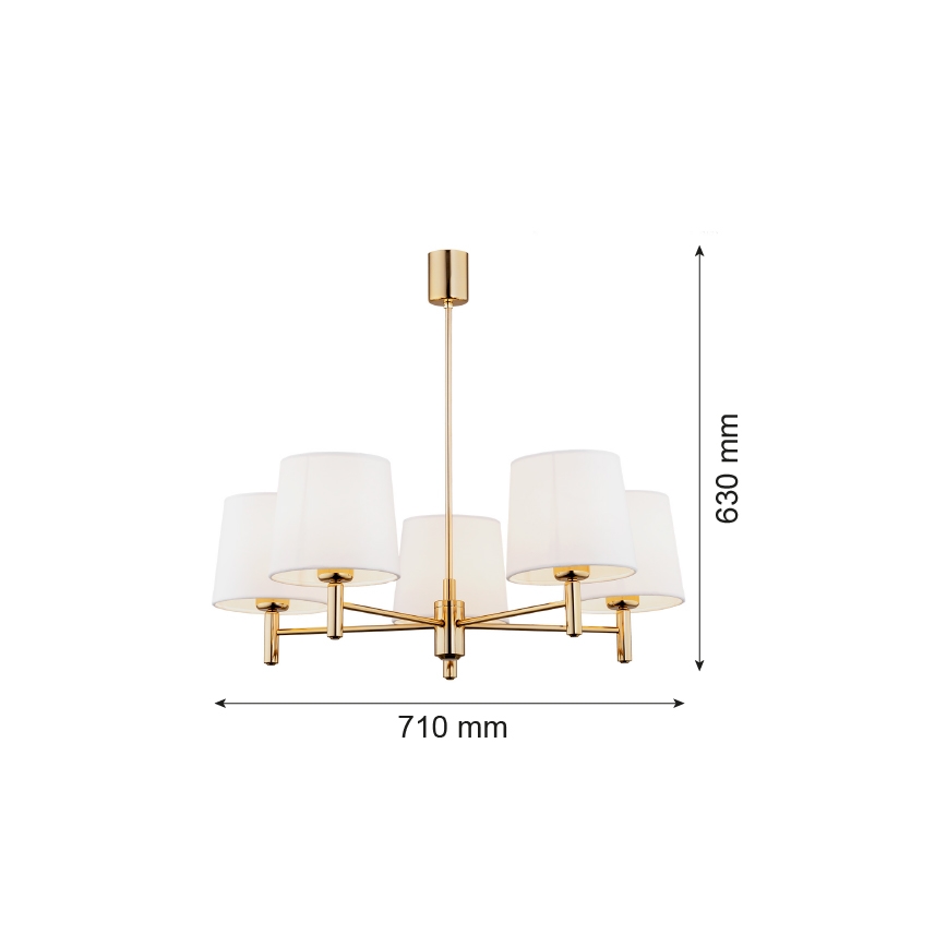 Brilagi - Deckenleuchte mit Stange MONTE 5xE27/60W/230V creme/gold