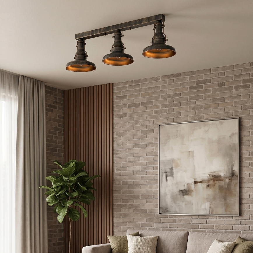 Brilagi - Deckenleuchte PYRONIC 3xE27/40W/230V Bronze/Patina