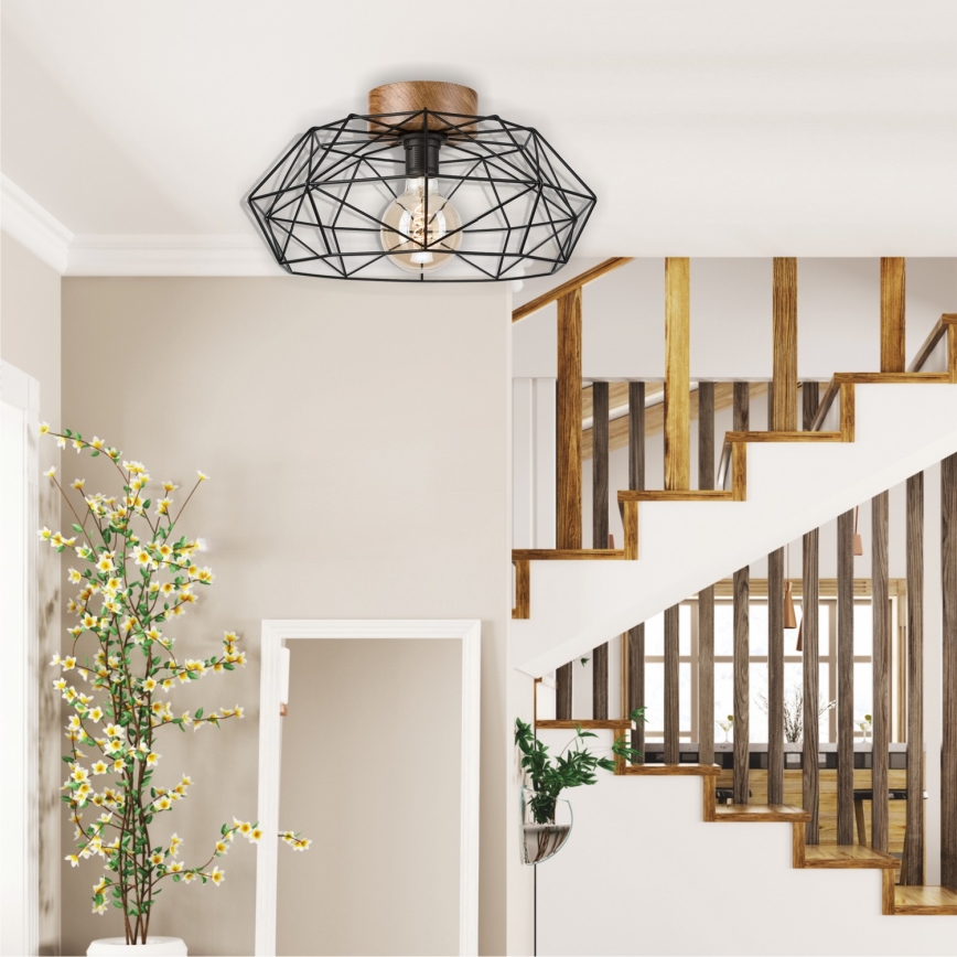 Brilagi - Deckenleuchte WOODY BASKET 1xE27/60W/230V Ø 40 cm Eiche/Nussbaum