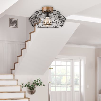 Brilagi - Deckenleuchte WOODY BASKET 1xE27/60W/230V Ø 40 cm Eiche/Nussbaum