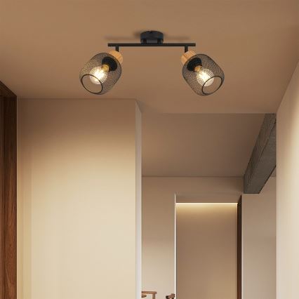 Brilagi - Deckenspot BASKLITE 2xE27/15W/230V Holz/Schwarz