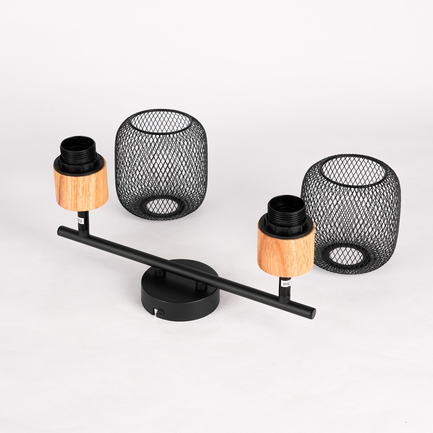 Brilagi - Deckenspot BASKLITE 2xE27/15W/230V Holz/Schwarz