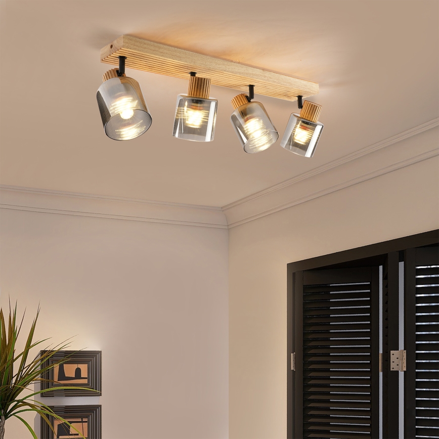 Brilagi - Deckenspot HYGGE 4xE14/15W/230V Gummibaumholz/rauchfarben