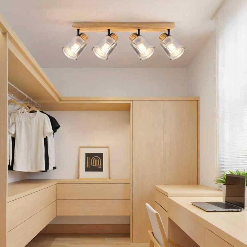 Brilagi - Deckenspot HYGGE 4xE14/15W/230V Gummibaumholz/rauchfarben